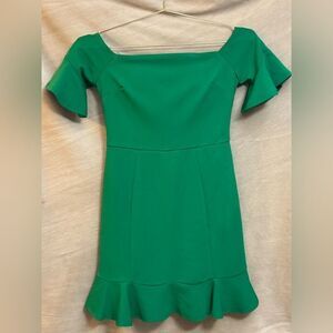 Cute Crystal Doll Kelly Green Mini Dress with Built In Bra Kibbe Soft Gamine